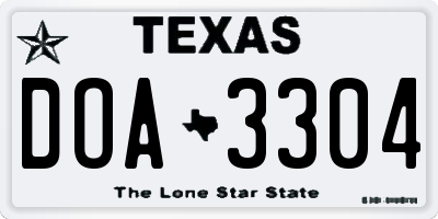 TX license plate DOA3304