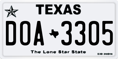 TX license plate DOA3305