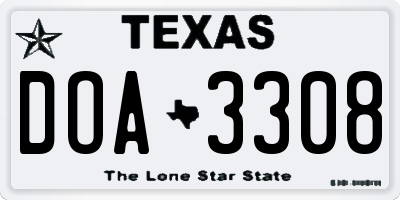 TX license plate DOA3308