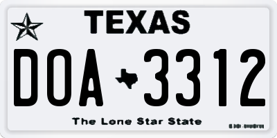 TX license plate DOA3312