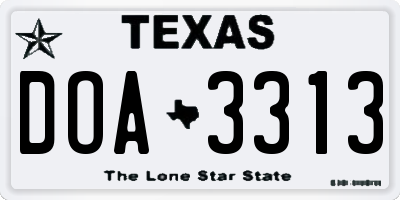 TX license plate DOA3313