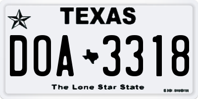 TX license plate DOA3318