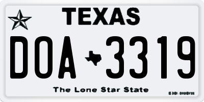 TX license plate DOA3319