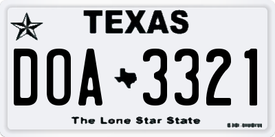 TX license plate DOA3321