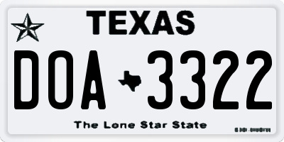 TX license plate DOA3322