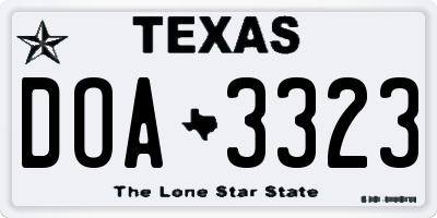 TX license plate DOA3323