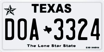TX license plate DOA3324