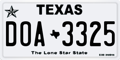 TX license plate DOA3325