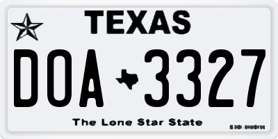 TX license plate DOA3327