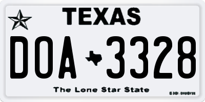 TX license plate DOA3328