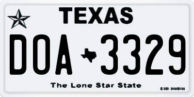 TX license plate DOA3329