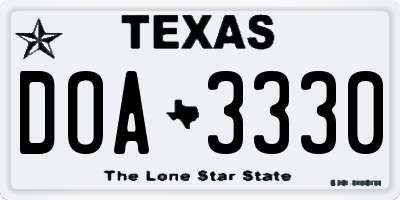 TX license plate DOA3330