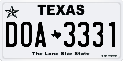 TX license plate DOA3331