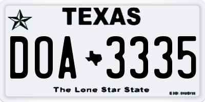 TX license plate DOA3335