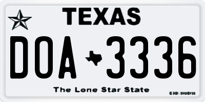 TX license plate DOA3336