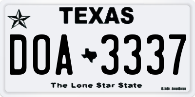 TX license plate DOA3337