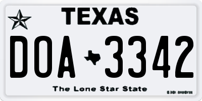 TX license plate DOA3342