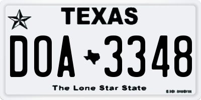 TX license plate DOA3348