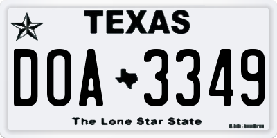 TX license plate DOA3349
