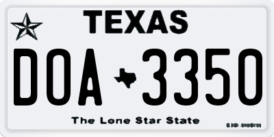 TX license plate DOA3350