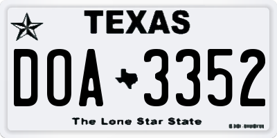 TX license plate DOA3352