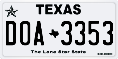 TX license plate DOA3353