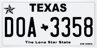 TX license plate DOA3358