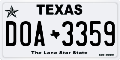 TX license plate DOA3359