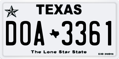 TX license plate DOA3361
