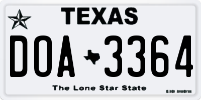 TX license plate DOA3364