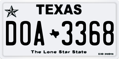 TX license plate DOA3368