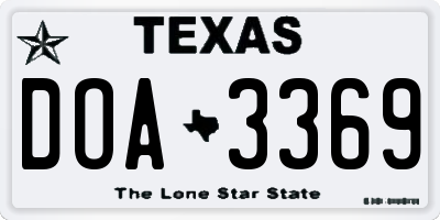 TX license plate DOA3369