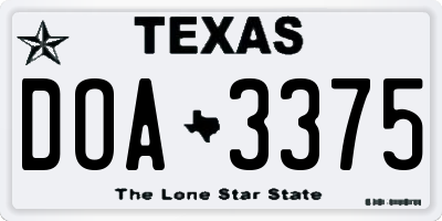 TX license plate DOA3375