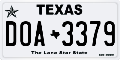 TX license plate DOA3379