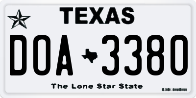 TX license plate DOA3380