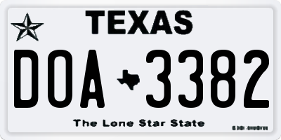 TX license plate DOA3382