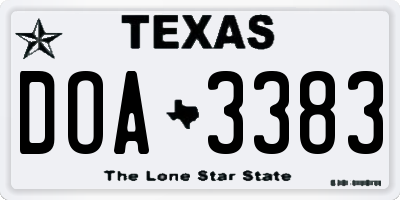 TX license plate DOA3383