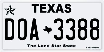TX license plate DOA3388