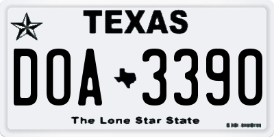 TX license plate DOA3390