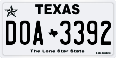 TX license plate DOA3392