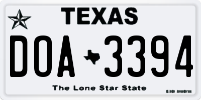 TX license plate DOA3394