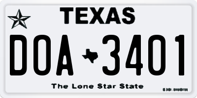 TX license plate DOA3401