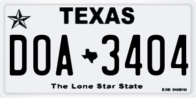 TX license plate DOA3404