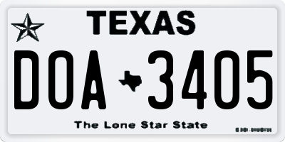 TX license plate DOA3405