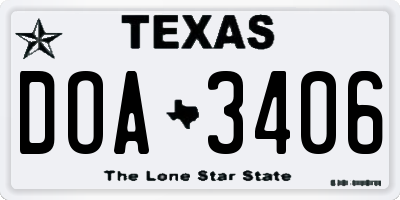 TX license plate DOA3406