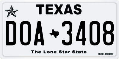 TX license plate DOA3408