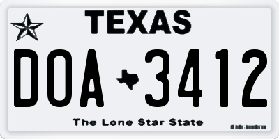 TX license plate DOA3412