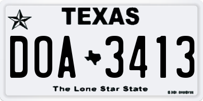 TX license plate DOA3413