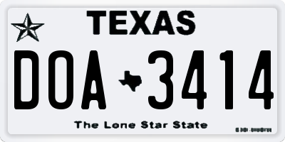 TX license plate DOA3414