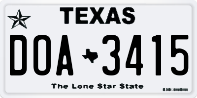TX license plate DOA3415